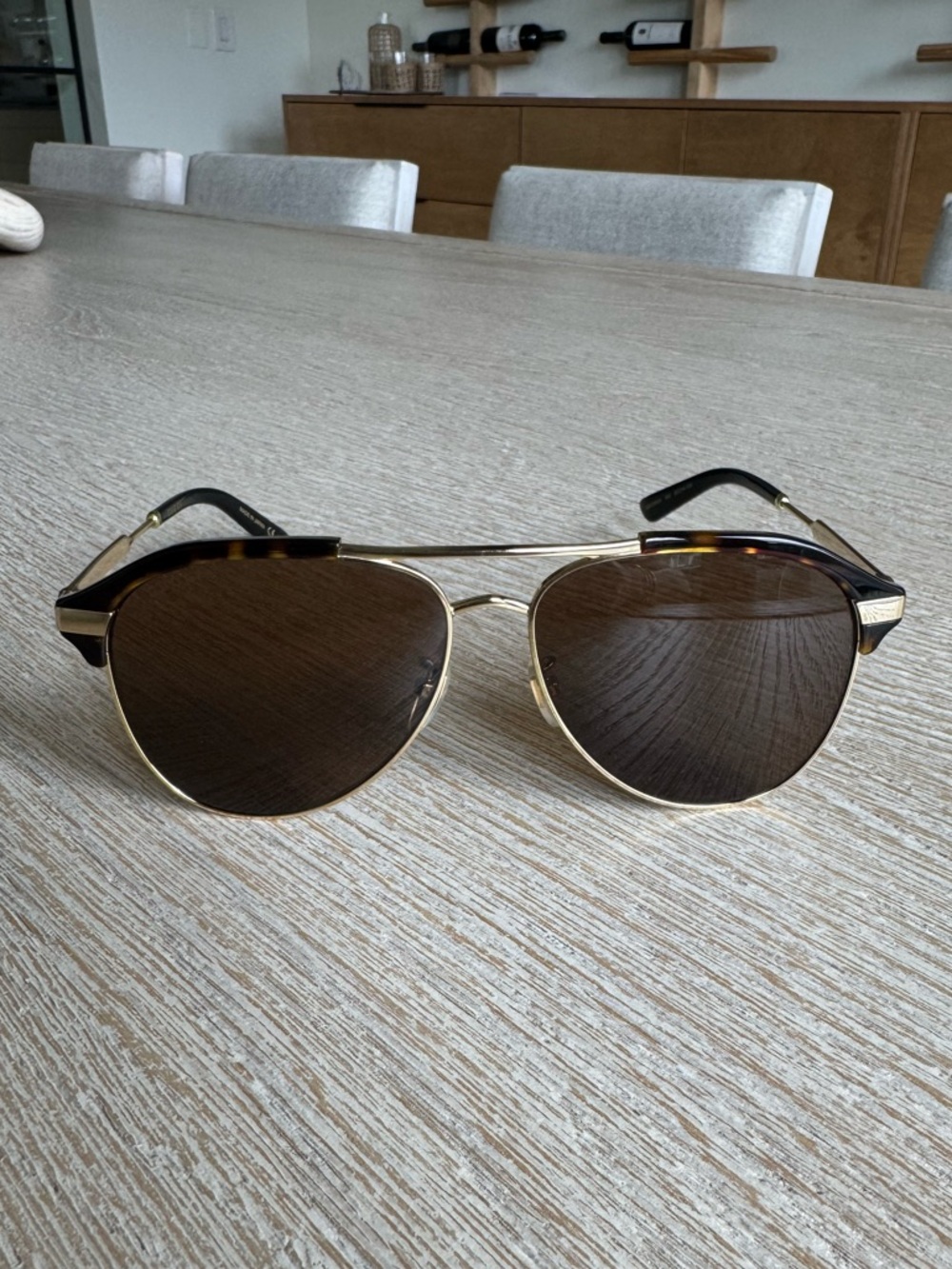 Gucci Aviator Gold Frame Brown Lens Tortoiseshell Sunglasses